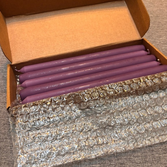 10 Dinner Taper Candles 10 Inch Unscented Tall Dripless Candlesticks, Purple - Picture 9 of 9
